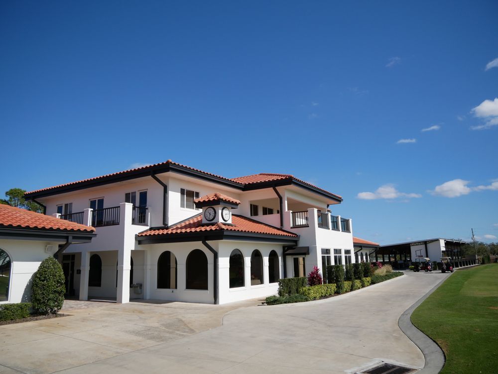 Clay tile roof on a large Mediterranean-style building